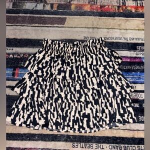 Anthropologie Black and Cream Tiered Mini Skirt large